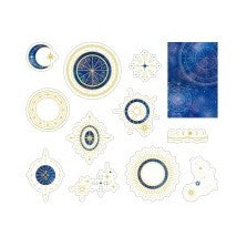 #キラキラクリアフレークシール クリアフレークシール ゴールド箔 星座 宇宙 天体図 羅針盤 天球儀 ネイビーブルー ミステリーデザイン デコレーション スケジュール帳 手帳 スクラップブック メッセージカード プレゼント用 :4571351426673