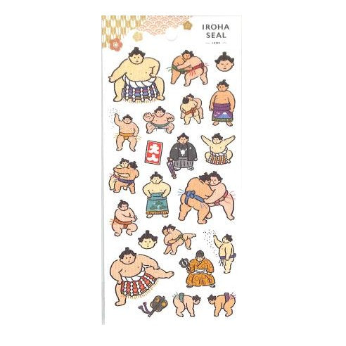#イロハシール 81868 スモウ 力士 行司 呼出し 和風 イラスト かわいい まわし 日本文化 マインドウェイブ :4909001818682