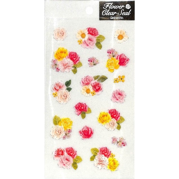 #クリア シール 薔薇 シール シート 黄&ピンク (株)クローズ・ピン :4920097143526