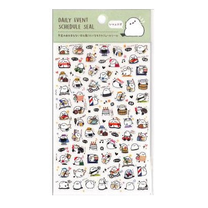 #金箔スケジュールシール シマエナガ デイリーイベント シール かわいい 癒し系 手帳 カレンダー パインブック :4938325406299