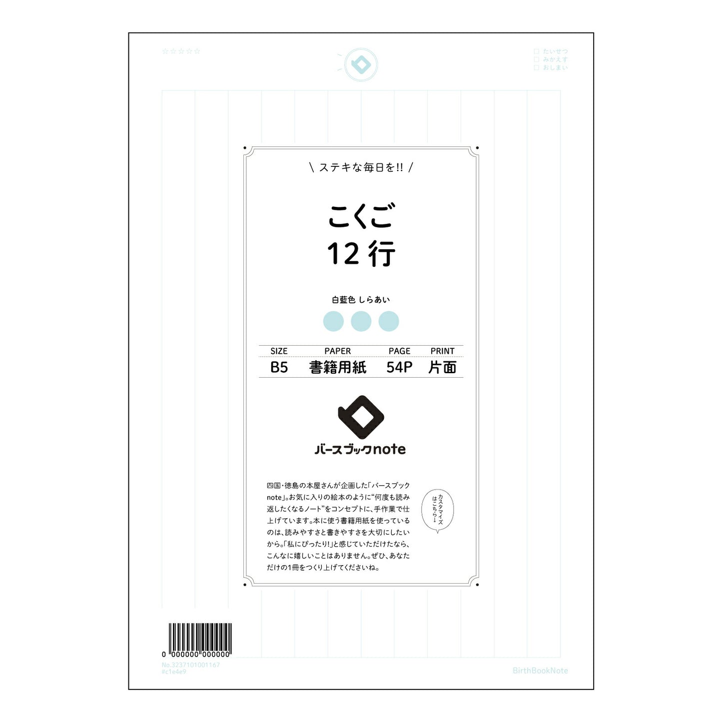こくご12行 国語学習支援ノート　清書練習帳　～美しい文字で心を伝える～ 【 B5 】 ルーズリーフ