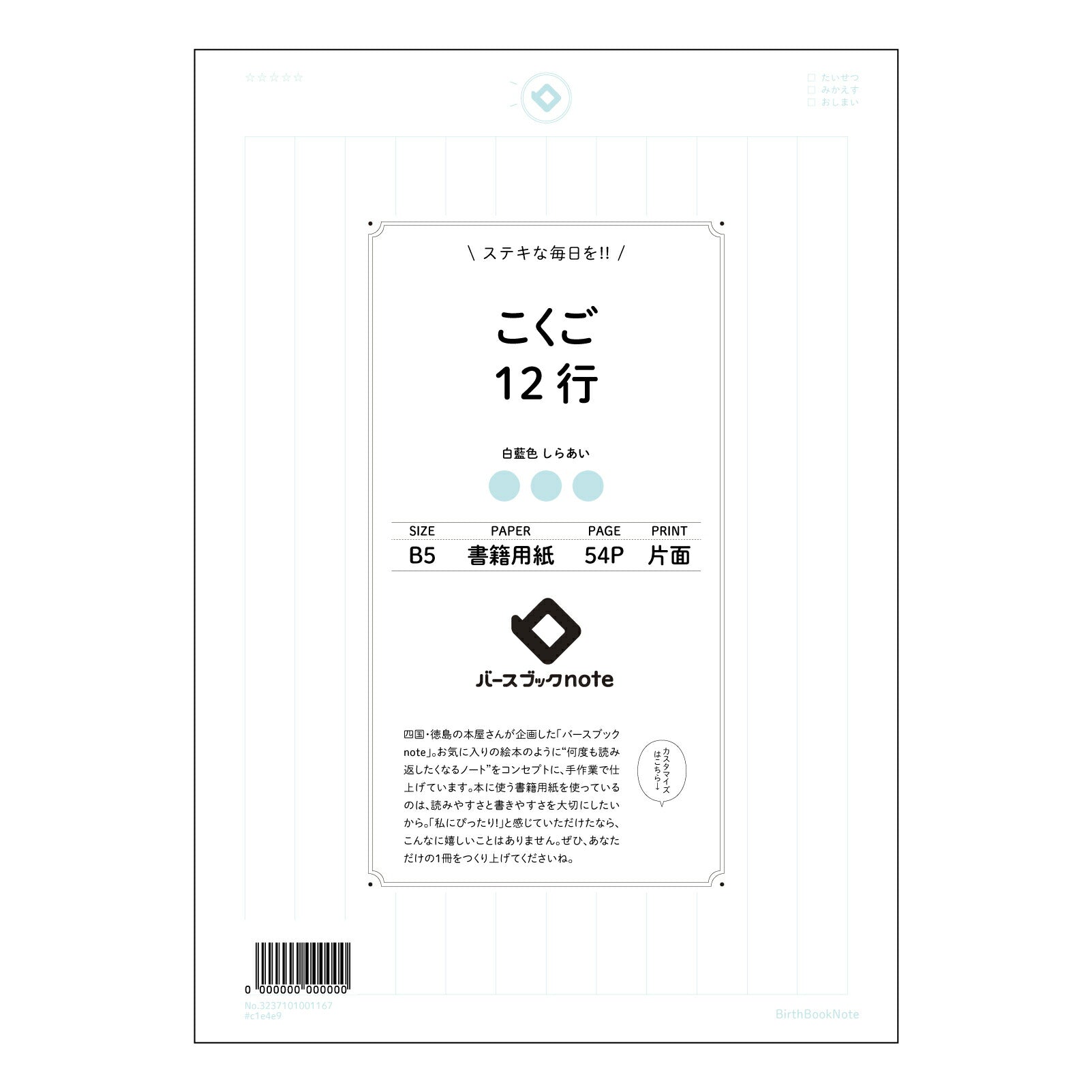 こくご12行 国語学習支援ノート　清書練習帳　～美しい文字で心を伝える～ 【 B5 】 ルーズリーフ