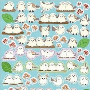 ＃ｻｰｸﾙｼｰﾙ ﾍﾞｰｼｯｸ ｼﾏｴﾅｶﾞ ｼｰﾙ ふわふわ 96枚入り 鳥 かわいい 小鳥 北国 雪 癒し系 ナチュラル 丸型 ﾘｭﾘｭ :4510180237333