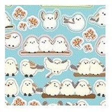 ＃ｻｰｸﾙｼｰﾙ ﾍﾞｰｼｯｸ ｼﾏｴﾅｶﾞ ｼｰﾙ ふわふわ 96枚入り 鳥 かわいい 小鳥 北国 雪 癒し系 ナチュラル 丸型 ﾘｭﾘｭ :4510180237333