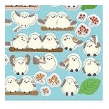 ＃ｻｰｸﾙｼｰﾙ ﾍﾞｰｼｯｸ ｼﾏｴﾅｶﾞ ｼｰﾙ ふわふわ 96枚入り 鳥 かわいい 小鳥 北国 雪 癒し系 ナチュラル 丸型 ﾘｭﾘｭ :4510180237333