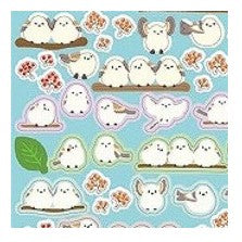＃ｻｰｸﾙｼｰﾙ ﾍﾞｰｼｯｸ ｼﾏｴﾅｶﾞ ｼｰﾙ ふわふわ 96枚入り 鳥 かわいい 小鳥 北国 雪 癒し系 ナチュラル 丸型 ﾘｭﾘｭ :4510180237333