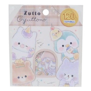 ＃ｼｰﾙﾌﾚｰｸ/ｽﾞｯﾄｷﾞｭｯﾄﾓ Zutto Gyuttomo ぎゅっとなかよしステッカー アイスとスイーツのほんわかアニマルたち カミオジャパン :4550432218789