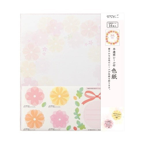 ＃カラー色紙シール付　半透明　花柄 (株)ﾐﾄﾞﾘ :4902805332125