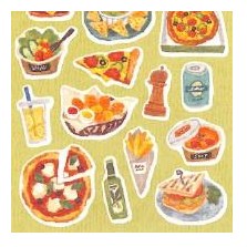 ＃ｺｺﾛﾄｷﾒｸｽﾃｯｶｰﾌｰﾄﾞ 81801 ｼﾞｬﾝｸﾌｰﾄﾞ 食べ物シール ハンバーガー ピザ サンドイッチ 水彩風 ﾏｲﾝﾄﾞｳｪｲﾌﾞ :4909001818019