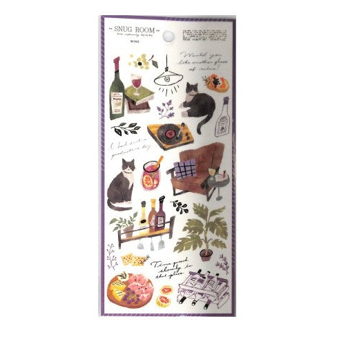 ＃スナッグ ルームステッカー WINE   シール 82079 ネコ 黒猫 ﾏｲﾝﾄﾞｳｪｲﾌﾞ :4909001820791