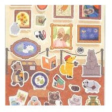 ＃ｼｰﾙ 大 やまのは町内会 美術館めぐり アート鑑賞 たぬき きつね くま 小鳥 動物 イラスト 名画 ひまわり ﾌｫﾛﾝ :4909510563356