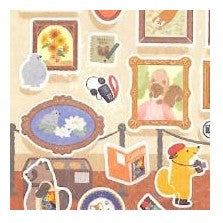 ＃ｼｰﾙ 大 やまのは町内会 美術館めぐり アート鑑賞 たぬき きつね くま 小鳥 動物 イラスト 名画 ひまわり ﾌｫﾛﾝ :4909510563356