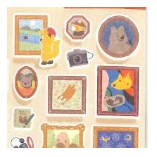 ＃ｼｰﾙ 大 やまのは町内会 美術館めぐり アート鑑賞 たぬき きつね くま 小鳥 動物 イラスト 名画 ひまわり ﾌｫﾛﾝ :4909510563356