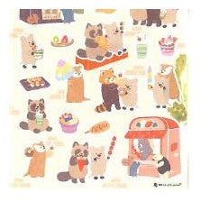 ＃ｼｰﾙ 大 やまのは町内会 食べ歩き グルメシール たぬき くま レッサーパンダ フェレット どうぶつ屋台 ﾌｫﾛﾝ :4909510563363