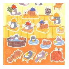 ＃ｼｰﾙ 大 やまのは町内会 ｻｳﾅ ステッカー 動物 リス キツネ ペンギン アヒル サウナハット 水風呂 ﾌｫﾛﾝ :4909510563387