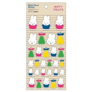＃miffyFruitsﾏﾙﾁﾋﾟｰｽｽﾃｯｶｰﾍﾞｰｼﾞｭ ミッフィー×フルーツ PVCマルチピースステッカー（洋梨＆カラーシャツうさぎ） ｽｸｴｱ :4937122053651