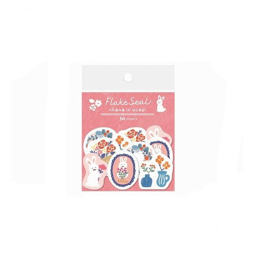＃フレークシール ＃和紙ﾌﾚｰｸｼｰﾙお花とうさぎ 古川紙工(株) :4952270281510