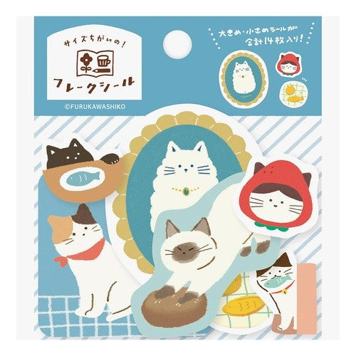 ＃古川紙工　ネコのフレークシール（カラフル） 古川紙工(株) :4952270305186